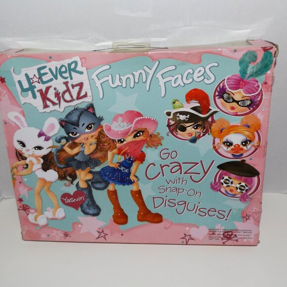 Bratz 4 Ever Kidz Funny Faces Yasmin Doll & 7 Snap On Faces New Sealed - Picture 3 of 7